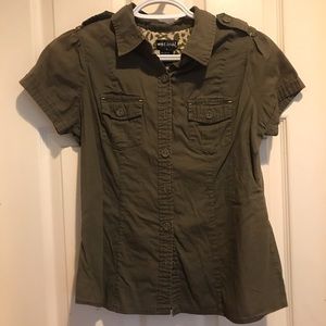 Army green button down